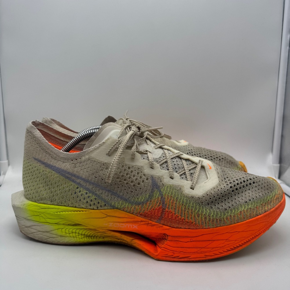Nike ZoomX VaporFly Mens sz13 Orange Green Shoes Low Sail Next% Running Sneakers